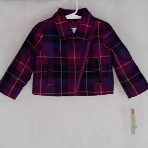 Cherokee Toddler Girls Plaid Pea Coat 18 Months